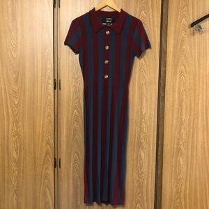 ModCloth x Collectif  Burgundy Navy Button Midi Dress